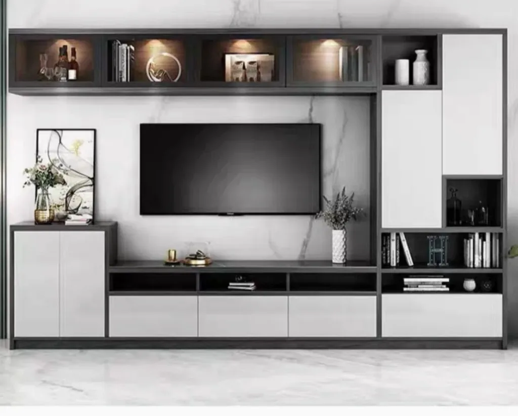 Charcoal & cream TV wall